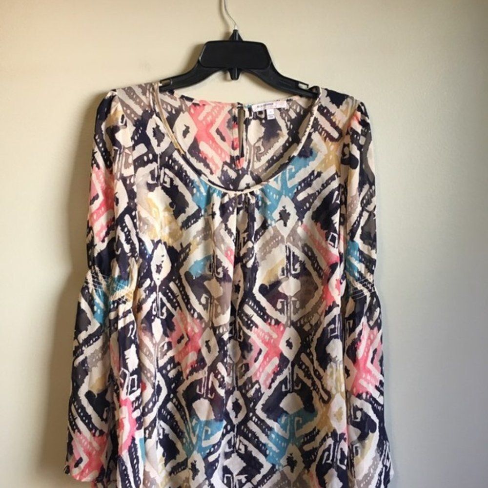 Blu pepper vintage medium sheer colorful long slee